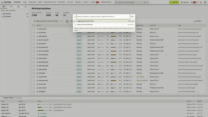 Search or run a command in the classic view: The command palette finds objects and actions from anywhere in the console.