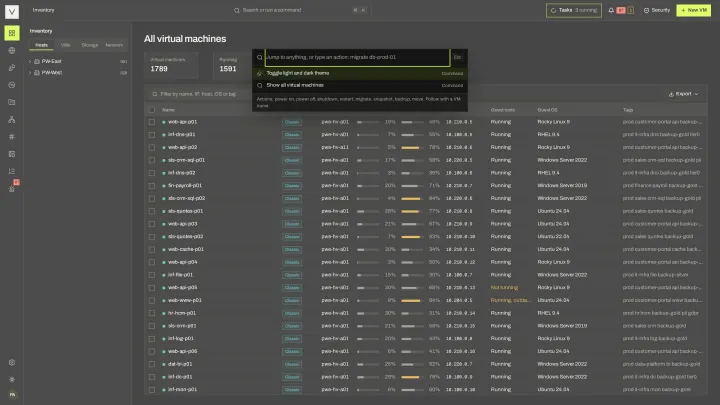 Search or run a command in the victor view: The command palette finds objects and actions from anywhere in the console.