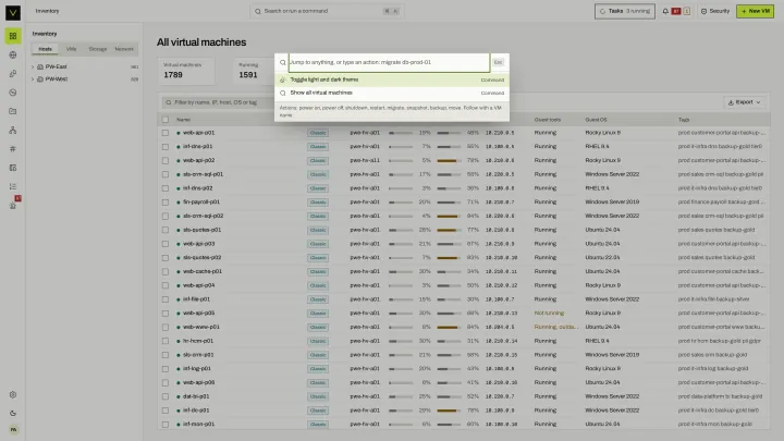 Search or run a command in the victor view: The command palette finds objects and actions from anywhere in the console.
